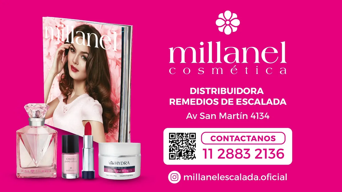 Millanel cosmética, distribuidora Remedios de Escalada, Av. San Martín 4134.